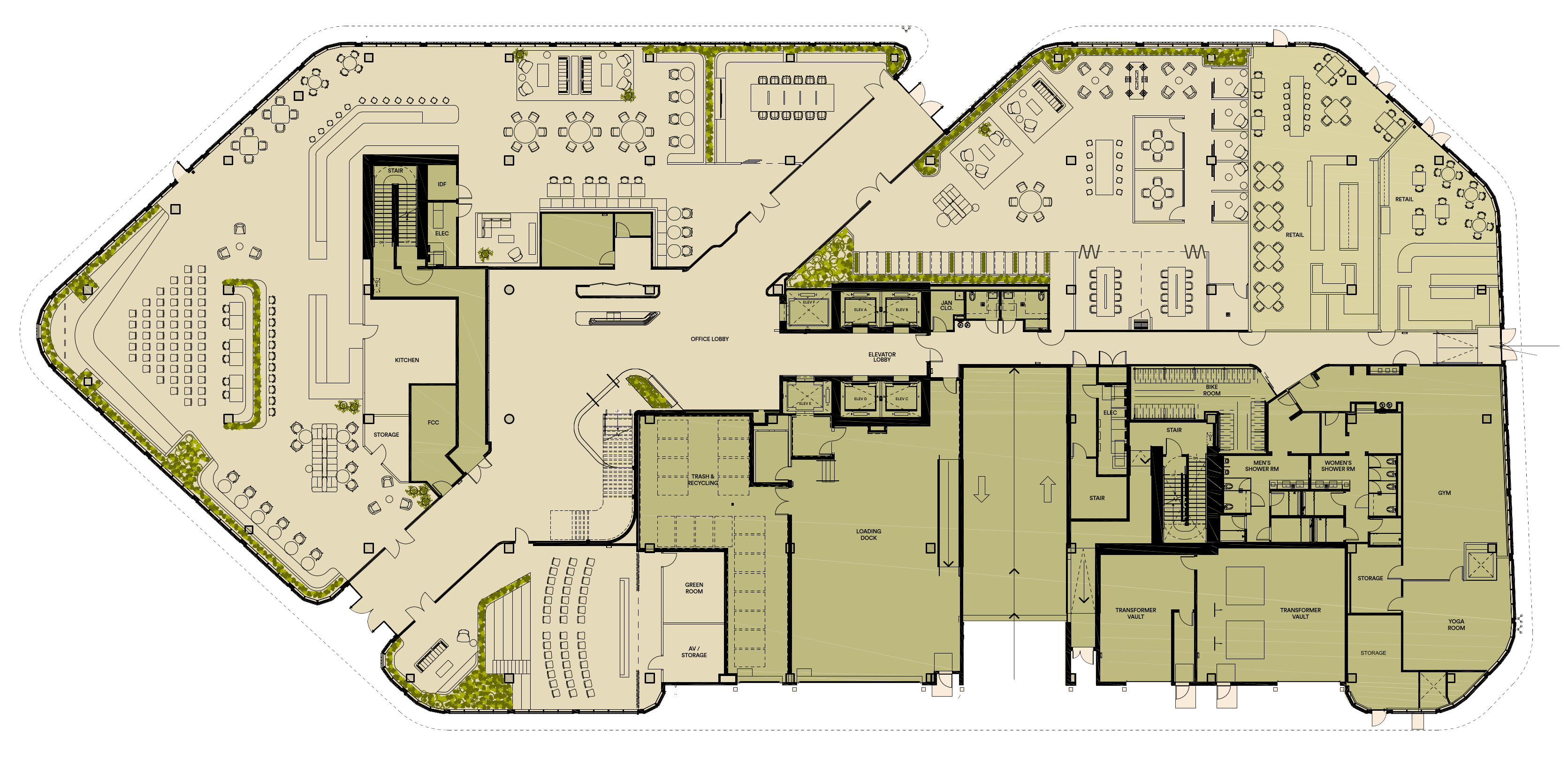 Habitat's commercial office space test fits